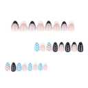 Polka Dot Press on Nails Short Almond Fake Nails Summer Blue Nails Press ons with Design,Reusable Artificial Nail Full Cover Stick on Nails for Women Beach Manicure 24Pcs