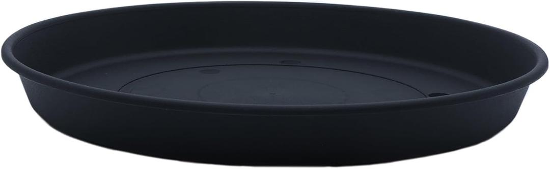The HC Companies Round Prima Flower Pot Saucers - Plastic Plant Saucer for Outdoors & Indoors - Traditional Plant Pot Trays for Water Drainage -Durable Plant Tray (17.5-inch Black, Pack of 1)