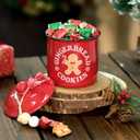 Nefelibata Christmas Decorations Ceramic Canister Gingerbread Cookies Tiered Tray Decor Xmas Mini Candy Jar Bowl with Buffalo Plaid Bowknot Wooden Beads Home Table Centerpiece Supplies Gift Idea