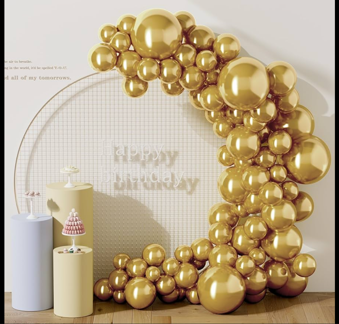 Pack Of 2 DECOCKRAT Metallic Gold Latex Balloons Kit - 110PCS Party Balloons, 12'' Helium Balloon Set with Ribbon, Perfect for DIY, Birthday, Baby Shower, Wedding, Anniversary & Holiday Decoration