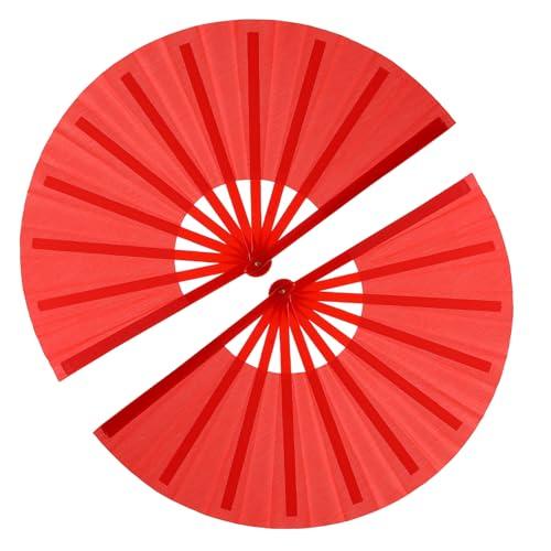 13inch Large Rave Fan Popping Fan Clacking Fans for Line Dancing,Hand Fans for Women Foldable,Boots on The Ground Fan,Portable for Outdoor,Wedding,Party,Decoration(Red,, black 4 Packs) set of 2