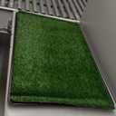 LOOBANI Large Dog Grass Pad with Tray - 35x23in Dog Litter Box with 2 Artificial Grass Patch + 2 Washable Pee Pads - Quickly Absorbency Indoor Outdoor Potty for Patio Balcony Apartment Use