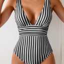 Eomenie Women's One Piece Swimsuit Tummy Control Bathing Suit V Neck Slimming 1 Piece Swimwear (White, M)