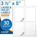 3.5" X 5" Matte White Printable Shipping Labels (30 Sheets, 120 Stickers) Mailing and Address Labels, Product Packaging Stickers for Laser & Inkjet Printers - Spartan Industrial Template R016