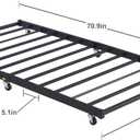 VECELO Twin Trundle Bed Frame Only/Roll Out/Enhanced & Up-Graded Metal Slats Support with Lockable Casters, Classic Black