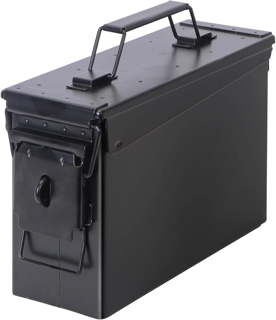 Ammo Can&Ammo case Storage Box,Lithium Battery Metal Storage Box,Fireproof/Waterproof/Airtight/Used for Lithium Battery and Ammo Storage (280 * 96 * 180mm, Black)