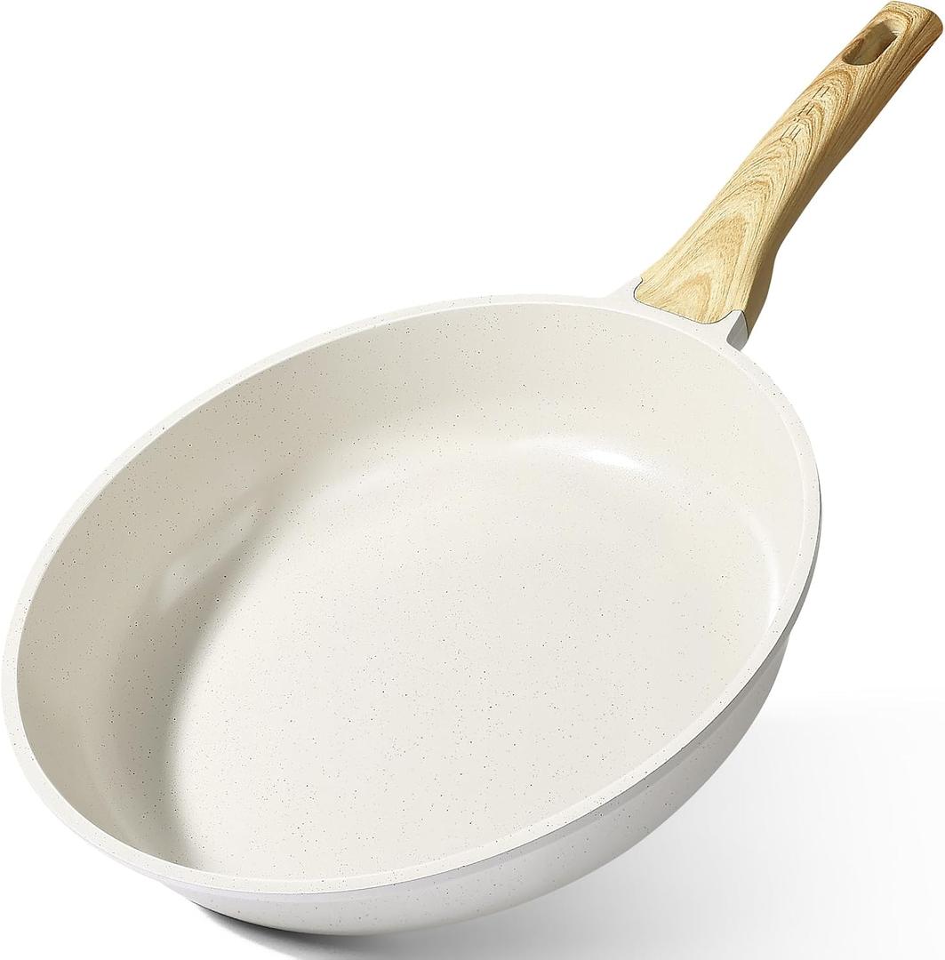 GiPP Ceramic Nonstick Frying Pan - 12 Inch Healthy Non-Toxic Non Stick Skillet Omelette Pans, Induction Compatible Chef Pan, PFAS & PFOA-Free, Dishwasher Safe, Stay Cool Handles (White)