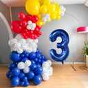 9th Birthday Decorations Boy, Dog Paw Ninth Party Arch with Red Blue Yellow Long Latex Balloons 40-inch Number 9 Balloon and Star Foil for Paw Birthday Party Supplies