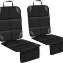 Car Seat Protector for Child Carseat, 2 Pack Protect Car Seat Cover for Baby with Thickest Padding and Non-Slip Padded Backing Mesh Pockets Kids Pets Car Back Seat Protectors (Black)