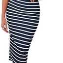 PRETTYGARDEN Women's Dresses 2025 Summer Casual Sleeveless Crewneck Slim Ruched Striped Knit Slit Midi Bodycon Dress XXL
