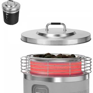 Fire Pit Lid for Ninja Fireside360 Outdoor Heater and Fire Pit, Stainless Steel Hard Cover with Handle, Replacement Top Cover for Ninja Fireside360, Round Metal Lid for Protecting Ceramic Rocks