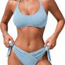 Blooming Jelly Womens Bikini Sets Two Piece Mid Rise Swimsuit Sparkly Cheeky Curvy String Sexy Bathing Suit 2026 (Blue, L)