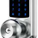 Keyless Entry Door Lock with Code, Keypad Door Lock with Handle, Touchscreen Digital Lock with Keypad for Front Door Garage Bedroom Home, Auto-Lock, Satin Chrome