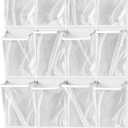 Simple Houseware 24 Pockets Large Clear Pockets Over The Door Hanging Shoe Organizer, White (56" x 22.5")