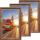 11x17 Retro Poster Frame Set of 3, Rustic 11 x 17 Picture Frame for Wall Home Decor(Horizontal/Vertical) (Brown)