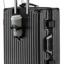 A Wodtip Carry-on with Cup Holder & USB Port Carry on Luggage Durable Luggage Suitcase Lightweight Hard side Luggage with TSA lock & Phone Holder 360 double spinner Wheels (Black=20lnch, 20lnch)