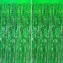2 x Green Streamers Foil Fringe Curtains Fringe Backdrop Curtains, Football Party Decorations, Green Birthday Decorations for Boy, Christmas Favor, Dinosaur Birthday Decor, Jungle Party Decorations (2 pack)