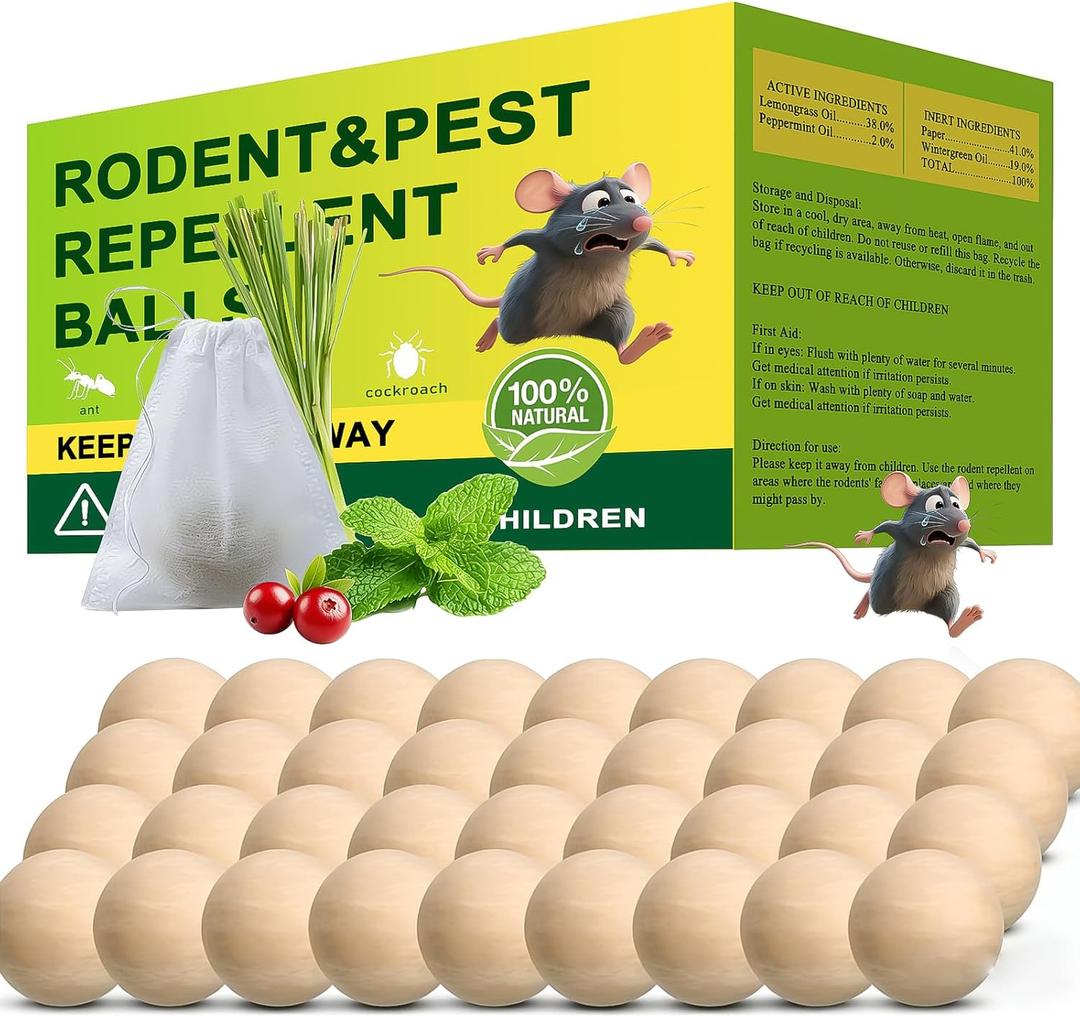 36 Pack Peppermint Rodent Repellent - Portable Mouse Repellent for Indoor & Outdoor Use, Long-Lasting Safe Mice Repellent, Natural Effective Mouse Repellent Pouches for Home/Garage/Garden (36)