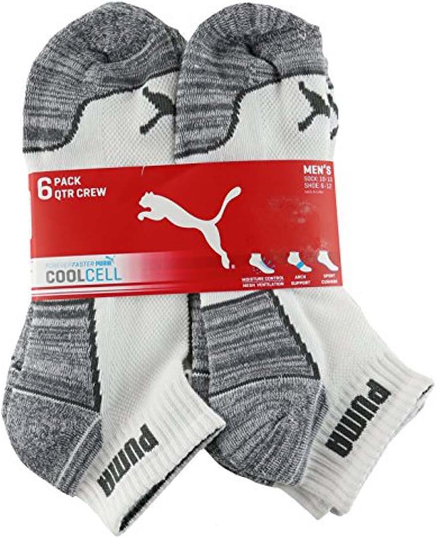 PUMA Men's 6 Pack Quarter Crew Socks