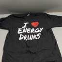 I Heart (Love) Energy Drinks Workout Caffeine Mornings T-Shirt (Small, Black)