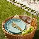 TP Reusable Melamine Paper Plates, 8" and 10.5" Round Plates for Party Picnic Outdoors, Set of 4, Teal