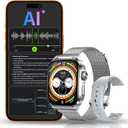 AI Smart Watch with Voice Recorder, Transcribe & Summarize with AI for Meetings, App Control, Supports 135 Languages, 2.13" AMOLED Display, Health, Fitness & Sleep Tracker, 80+ Workout Modes, Silver