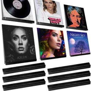 Heimlove 6 Pack Solid Wood Vinyl Record Wall Mount Shelves, Black 12 Inch Vinyl Holder for Album Record Storage & Display, Floating Shelves for Wall Decor, Kids Bookshelf, Magazine Rack, Picture Ledge