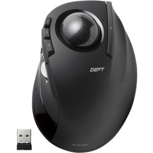 ELECOM DEFT Trackball Mouse, 2.4GHz Wireless, Finger Control, 8-Button Function with Smooth Tracking, Ergonomic Design, Optical Gaming Sensor, Windows11, macOS (M-DT2DRBK)