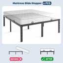 Non Slip Mattress Gaskets, Mattress Holder in Place Gripper for Metal Bed Frame, Keep Mattress from Sliding Gripper, Adjustable, 6 PCS, Black