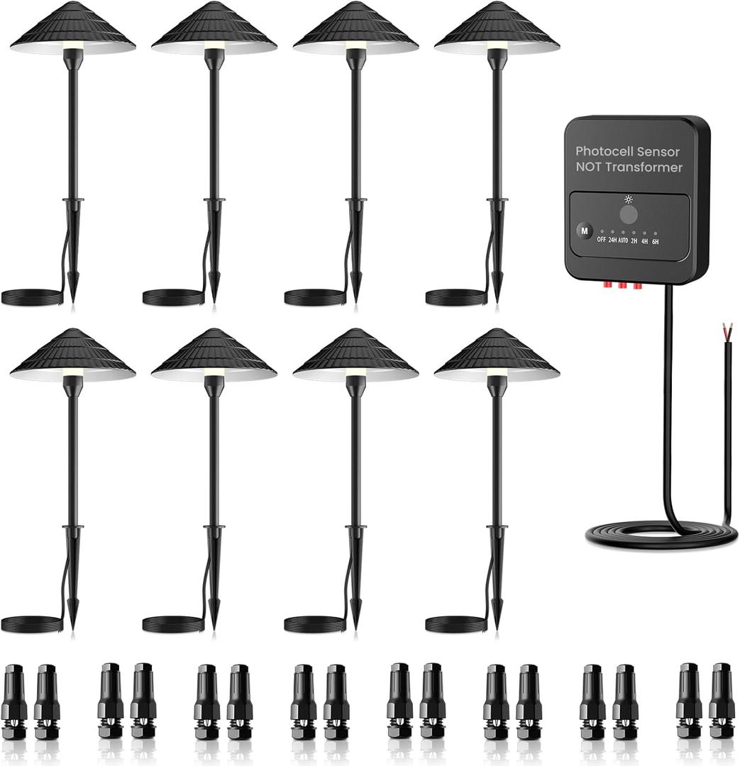 Low Voltage Pathway Lights 5W LED Landscape Lights Low Voltage 2700K 12-24V Landscape Lighting Cast-Aluminum Waterproof Landscape Path Lights for Yard Garden Pathway Walkway,8 Pack