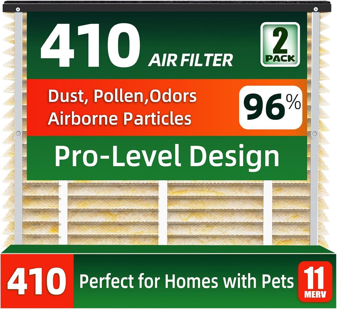 2 Pack 410 Air Filter Replacement, Help Reduce Odor, Humidity Resistance & Dust Capture, Compatible with AprilAire Whole House Air Purifiers,16x25X4 Furnace Filter