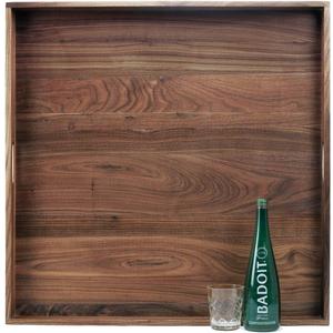 30 x 30 Inches Extra Large Square Black Walnut Wood Ottoman Tray with Handles, Serve Tea, Coffee Classic 2.5 Feet Wooden Decorative Serving Tray