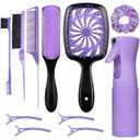 11 Pcs Hairbrush Set, Detangle Hair Brush And Spray Bottle, 3 Pieces Smooth Hairbrush For Toddlers, Suitable For Wet and Dry Hairstyles, Suitable For Adults And Children. (Purple)