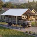 GarveeLife 20x25 ft Vertical Roof Metal Carport, Heavy-Duty 2 Cars Car Port | 173" High-Clearance / 120° Steep-Pitch Roof for Snow Shedding / for RVs & Tractors / Reinforced Frame for All Weather