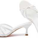 KHPAERMEI Kitten Heels for Women Round Toe Heels Vintage Sexy Slip on Mules Stiletto Party Wedding Dress Sandals, Size 8