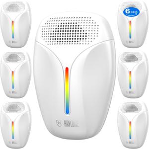Upgraded Ultrasonic Repeller & Insect Indoor Repeller,Ultrasonic and Repellent for Roach,Rodent,Mouse,Bugs,Mosquito,Mice,Spider,Ant,3 Mode Switching,6 Packs