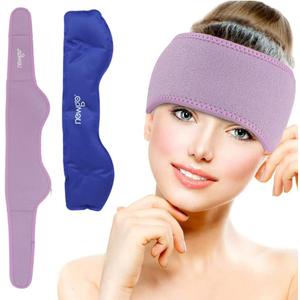 NEWGO Headache Ice Pack Head Wrap for Migraines, Cold Pack Head Ice Therapy Wrap for Headache Relief, Tension, Sinus Pain, Chemo, Head Injuries (Purple) 29.5" x 4.3"