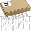 100 Pcs Heavy Duty Landscape Staples, 6 Inch Galvanized Garden Stakes with Circle Top W-Shaped Ground Pins for Weed Barrier Fabric, Securing Sod, Artificial Turf & Landscaping