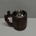 MFC Beer Mug 20 OZ - Tankard Mug - Beer stein - Wooden beer mug - Stainless Steel Cup - Handmade Gifts for Men - Fathers Day, Christmas or Birthday Gift Idea - Men Mug - Barrel Brown