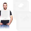 Hicarer 100 Pcs Disposable Adult Bibs with Crumb Catcher for Elderly Eating Plastic Bibs Single Use Dining Clothing Protectors