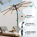AreShark 9FT Outdoor Patio Umbrella with Tilt and Crank, Cream-white