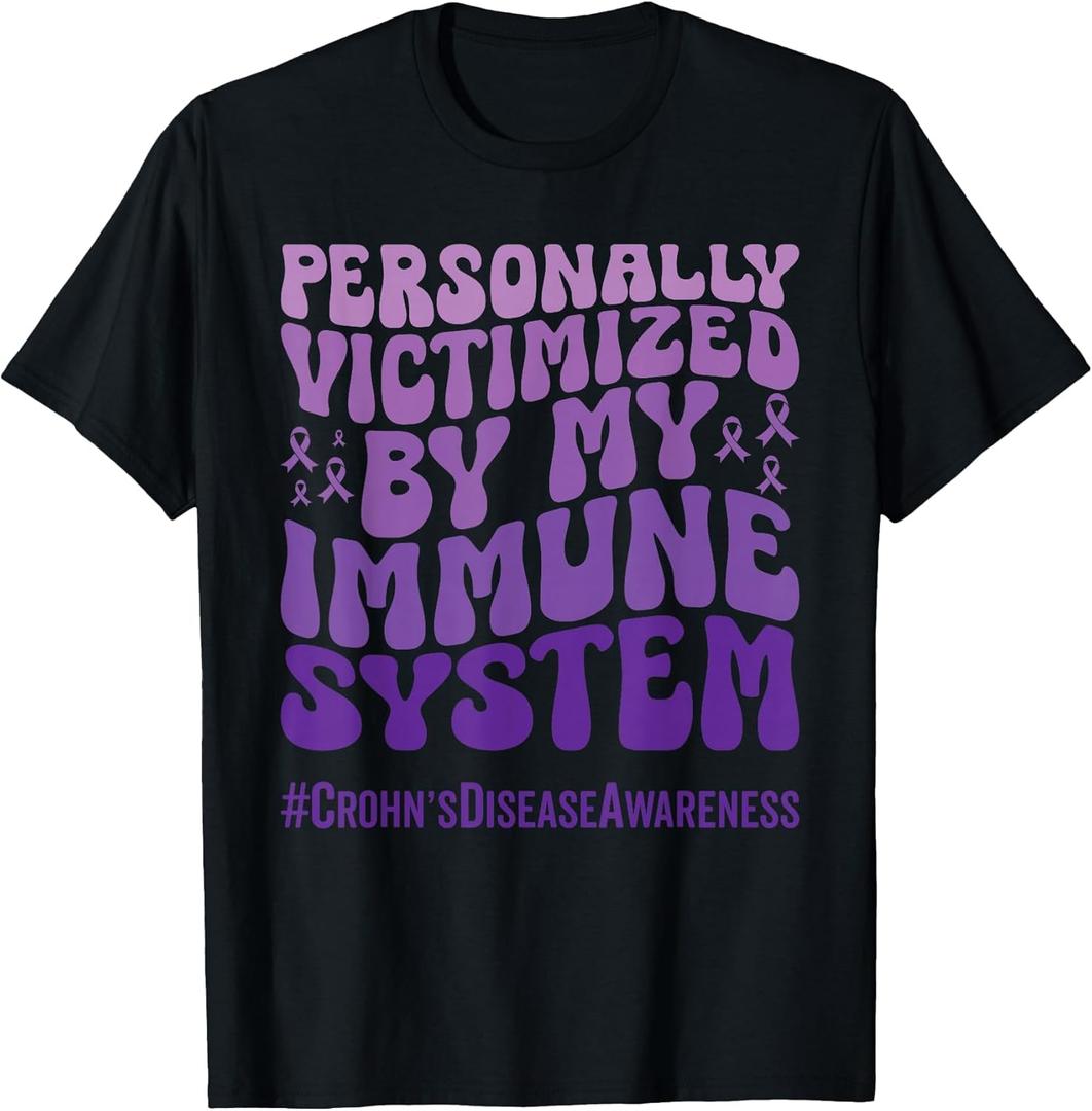 Inflammatory Bowel IBD Crohn's Awareness Crohns Warrior T-Shirt (Large, Black)