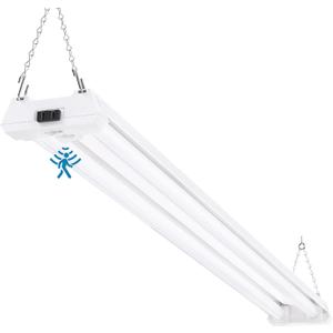 Sunco Motion Sensor 4ft LED Shop Light, Garage Lights Ceiling LED Plug-in Fixtures, 40W, 5000K Daylight, 4300 Lumens, Frosted, Motion Activated, Linkable Suspension Mount, ETL