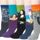Chalier 5 Pairs Womens Fun Famous Painting Patterned Art Socks Cotton, Printed Cool Novelty Funny Socks for Women (One Size, 1 Set A-oil Painting Multicolor 2 (5 Pairs))