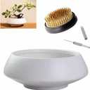 Ceramic Flower Pot Flower Arrangement Set Japanese Ikebana Floral Art Supplies Flower Bowl Decorative Flower Vase for Centerpieces (White)