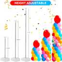 Balloon Stand Kit, Set of 2, 7 Feet Adjustable Balloon Column Stand for Floor, Reusable Metal Telescopic Balloon Stands for Floor with Base for Birthday, Wedding, Baby Shower, Graduation Party