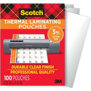 Scotch Thermal Laminating Pouches, for Use with Thermal Laminators, 8.9 x 11.4 Inches, Letter Size Sheets, 100-Pack