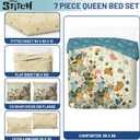 Disney Lilo and Stitch Queen Comforter Set 7 Piece Floral Bedding, Multi