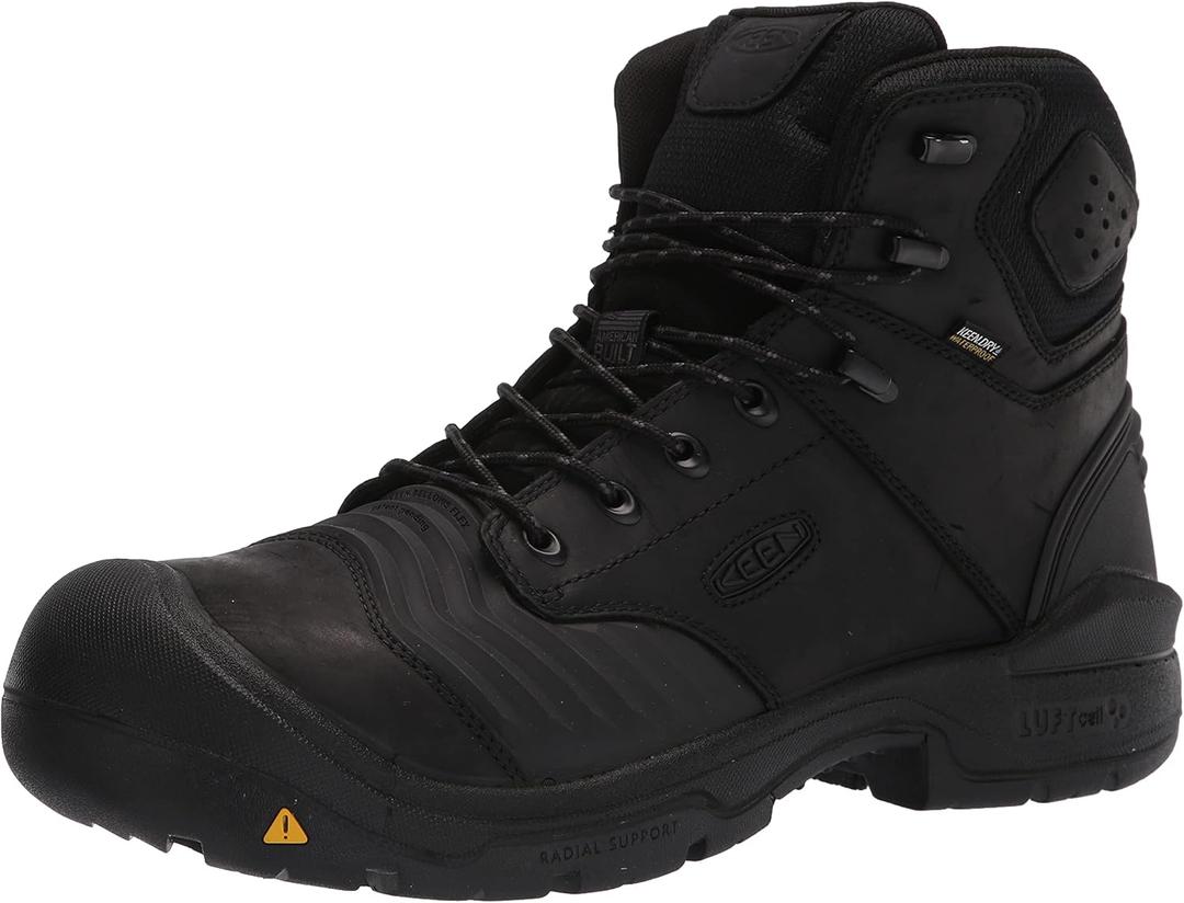 KEEN Utility Men's, Portland 6 inch Waterproof Boot (7 Wide, Black/Black)