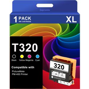 T320 320 Ink Cartridges Remanufactured for Epson 320XL 320P Ink for PictureMate PM-400 Printer (BK/C/M/Y/K-BCS)